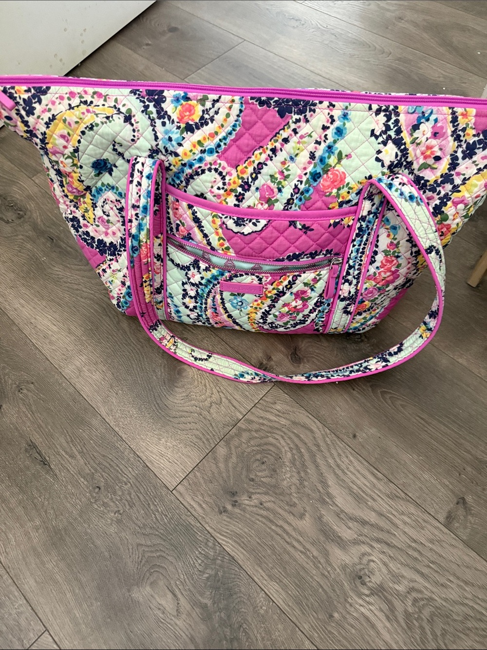 Vera Bradley Quilted Paisley Tote in Pink and Aqua